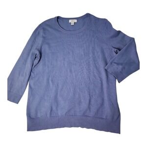 Lord & Taylor Sweater Womens Large Blue 3/4 Sleeve Knit Classic Minimalist